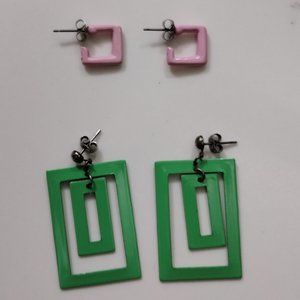 Green and Pink Earrings